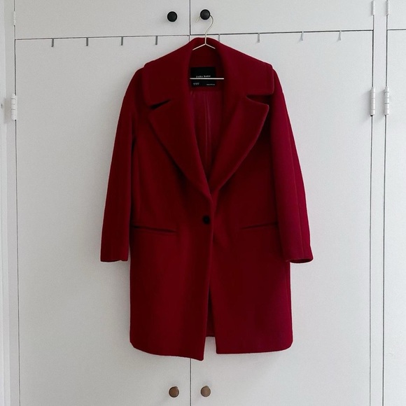 Zara Jackets & Blazers - zara wool blend red coat